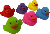 6 Gekleurde badeenden - Badspeelgoed - Gekleurde eenden 5x5x4 cm - Badeenden set - Rubberen eendjes - bad eendjes - uitdeel kado