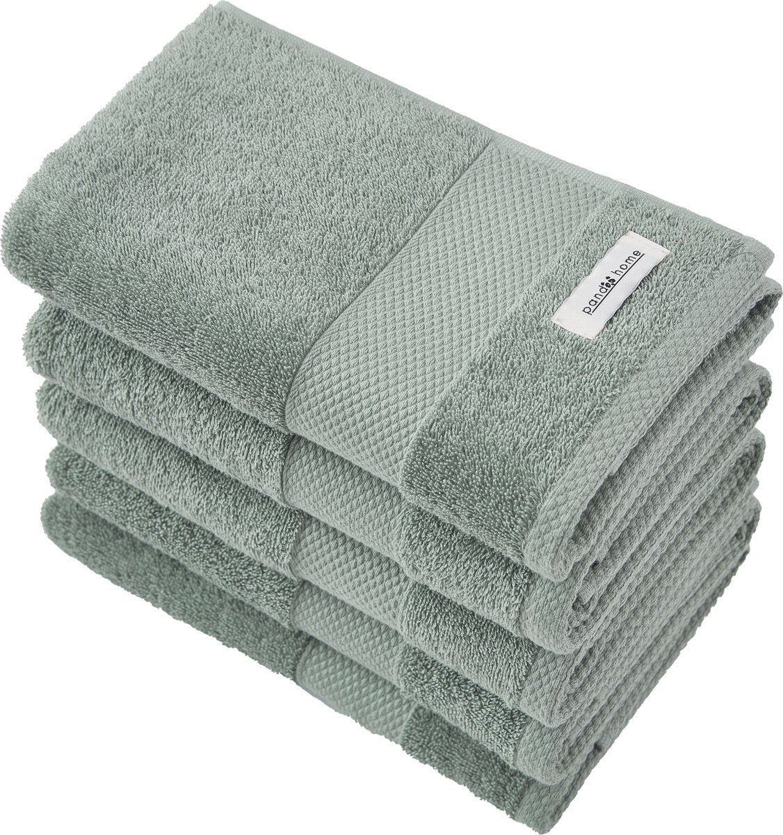 PandaHome - Handdoeken - 5 delig - 5 Badhanddoeken 50x100 cm - 100% Katoen - Groen Handdoek - Vintage Green