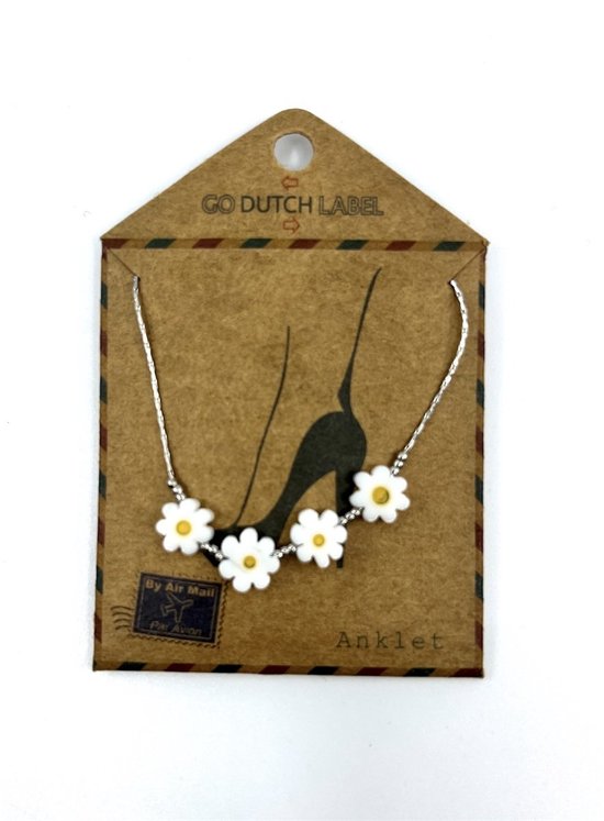 Go Dutch Label Bijoux de Cheville fleurs blanches Argent