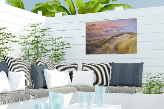 Décoration de jardin Plage - Mer - Dune - Coucher de soleil - 60x40 cm - Poster de jardin - Toile de jardin - Poster extérieur