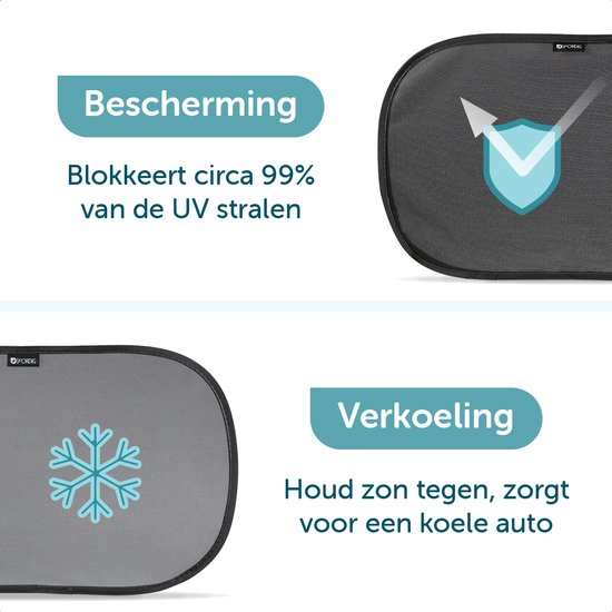 ForDig Zonnescherm Auto (2 Stuks) - Extra Donker - Zonwering UV Protectie voor Auto Zijruit – Zonwering Auto – Zonder zuignappen – 80 GSM – 51 x 31 CM