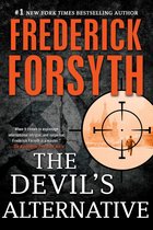 Boekomslag van "The Devil's Alternative" van Frederick Forsyth. Een man wordt door een vizier gehaald met de Sint-Basiliuskathedraal op de achtergrond.