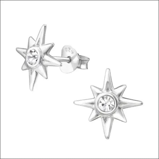 Aramat jewels ® - 925 sterling zilveren oorbellen ster 5mm swarovski elements kristal transparant
