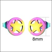 Aramat jewels ® - Regenboog zweerknopjes ster oorbellen chirurgisch staal 8mm
