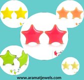 Aramat jewels ® - Ster oorbellen roze emaille staal 9mm