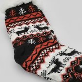 Merino schapen Wollen Sokken - Zwart met Dennenboom- maat 35-38 - Huissokken - Antislip sokken - Warme sokken – Winter sokken