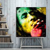 Allernieuwste.nl® Peinture sur Toile BOB MARLEY Détendu - Artiste Reggae Ska - Couleur - 50 x 50 cm