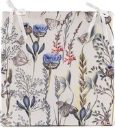 Anna's collection Coussin de chaise fleur - blanc/violet - 40 x 40 cm - intérieur/extérieur
