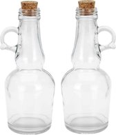 Alpina Olie-en azijnfles set - met kurk - glas - 250 ml