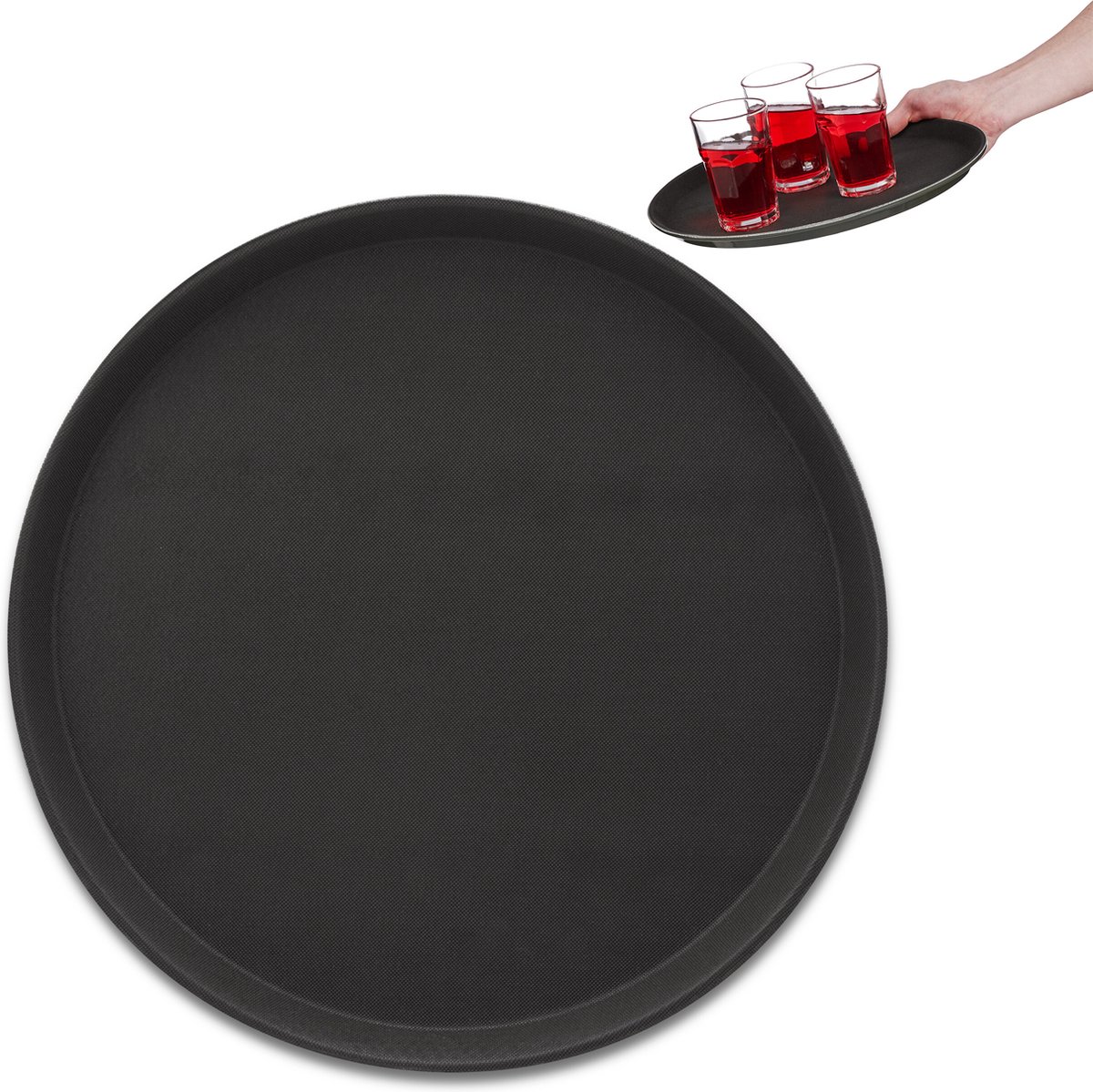 Set van 3 dienbladen - Antislip - Zwart - Kunststof
