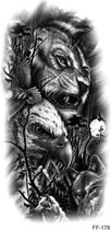 Tijger - Havik en Wolf Sleeve Tattoo | Tijdelijke tattoo sleeve volwassenen | Neptattoo | Tiger - Hawk and Wolf Sleeve Tattoo | 18,7 cm x 9,3 cm