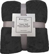 Malinsi Fleece Deken - Zwart - Dekentje - Plaid - 150 x 200 - Fleecedeken - Bankhoes Sprei - Woondeken Bedsprei
