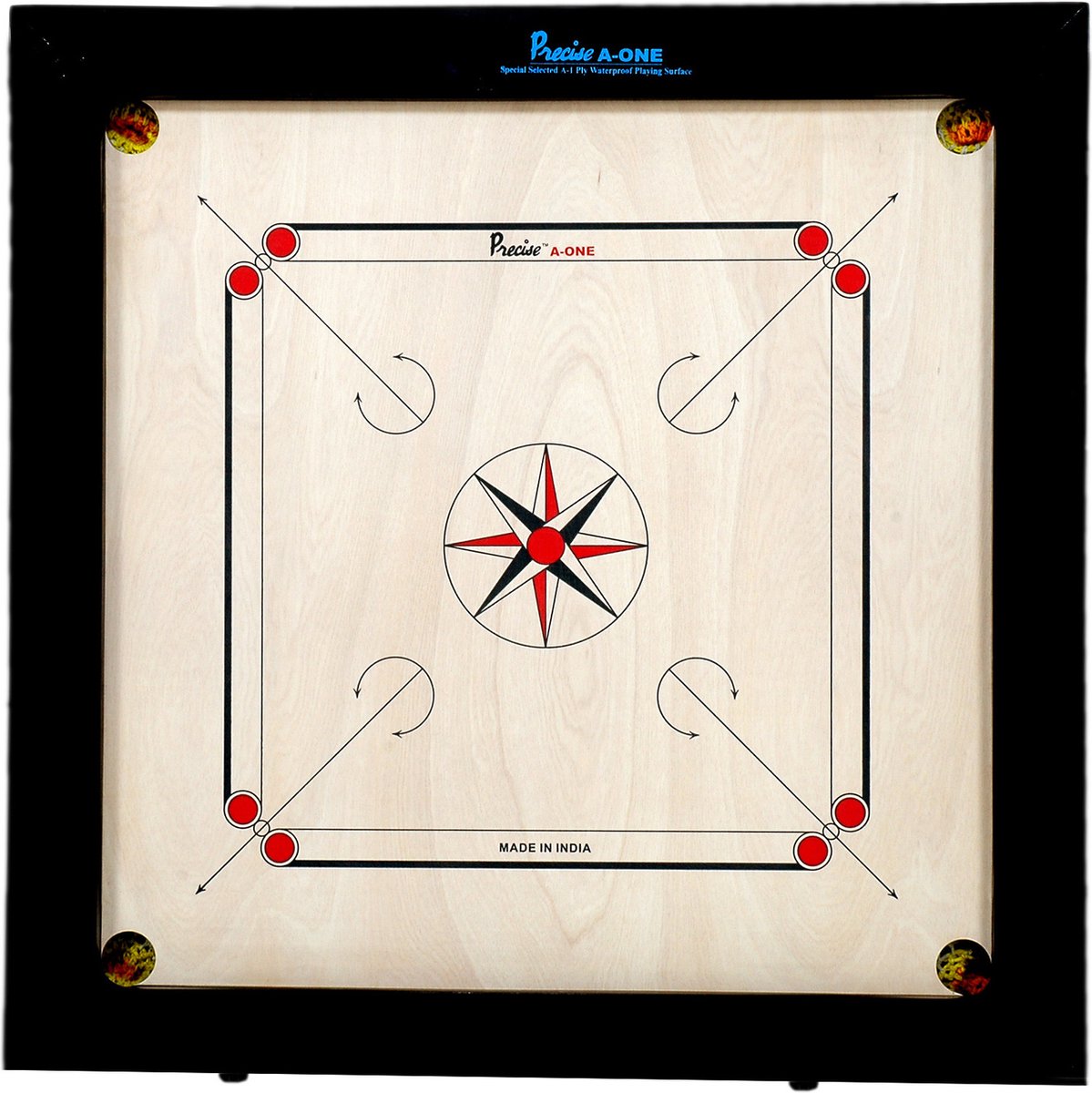 Precise - Carrom Champion 12 mm Dik Speelveld - 16kgs - 74x74 cm - 82x82cm Buitenmaat - Made in India - Origineel Toernooi