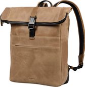 Bloomsbury Leather Rolltop 14 inch Laptop Backpack - Sac à dos unisexe - Femme et Homme - Cuir véritable - Marron sable