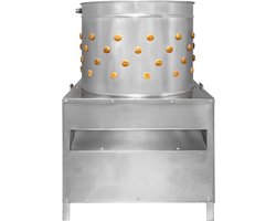 KuKoo Gevogelte Plukmachine - 60cm - Kip, Kalkoen en Eend - Roestvrij Staal - 132 Rubberen Vingers - Waterpijp - Zilver
