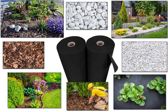 Agrotextile, Garden Fleece / Weed Fleece Zwart 1,6 m 100 g/m² avec protection UV Qualité UE / 15 m de long, 1,1 m de large