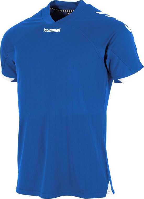 Hummel Fyn Shirt Korte Mouw Kinderen - Royal / Wit | Maat: 152