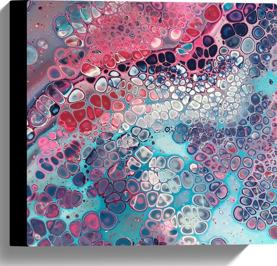 Canvas - Afbeelding van Allerlei Rondjes in het Blauw, Rood, Wit en Roze - 30x30 cm Foto op Canvas Schilderij (Wanddecoratie op Canvas)