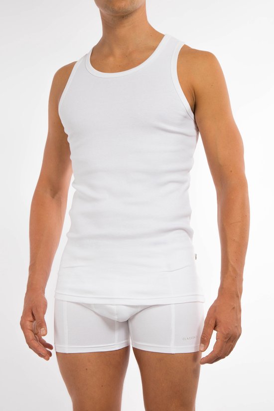 Claesen's Rib Singlet Shirt pour homme blanc lot de 2 - L
