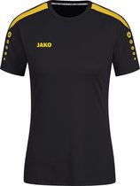 JAKO Shirt Power Korte Mouw Dames Zwart-Geel Maat 40
