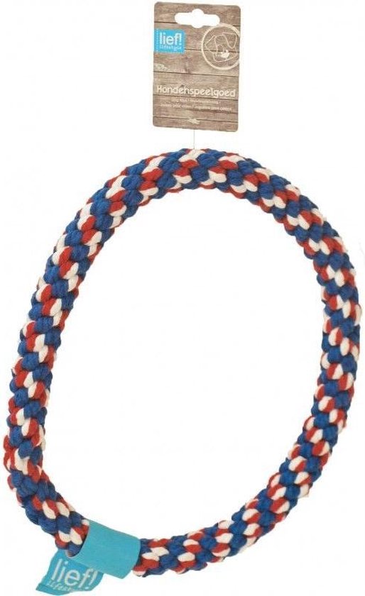 Lief! Flosstouw Ring Uni Blauw / Rood - 30 CM