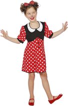 Wilbers & Wilbers - Mickey & Minnie Mouse Kostuum - Minnie De Mooie Muis - Meisje - Rood - Maat 104 - Carnavalskleding - Verkleedkleding