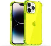 Smartphonica iPhone 14 Pro transparant shockproof siliconen hoesje met stootrand - Neon Geel / Back Cover geschikt voor Apple iPhone 14 Pro