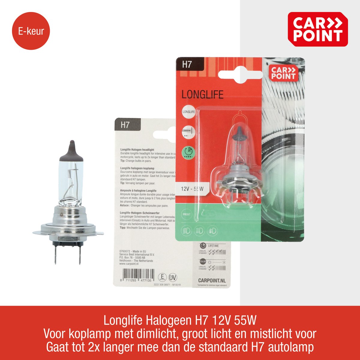 Ampoule Voiture Carpoint Longlife H7 12V 55W