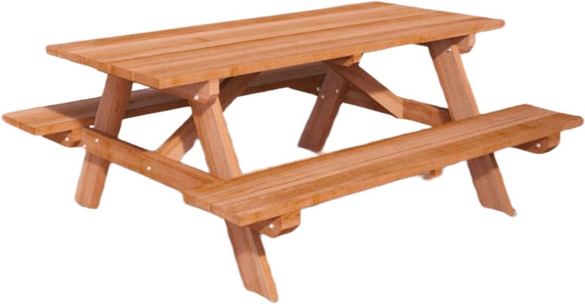 Rockwood® 6x Picknicktafel Hardhout Comfort 1.80m inclusief montage op locatie Naturel