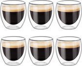 Dubbelwandige latte macchiato-glazen, koffieglas, theeglazen - mokkakopjes , Koffiekopjes , espressokopjes - kopjes - Cappuccino kopjes Set of 6, 80 ml,