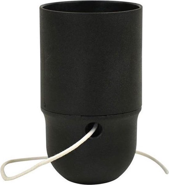 Douille avec interrupteur à tirette - Lisse - E27 - Zwart