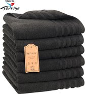 Veehaus Woop - Handdoeken 50 x 100 cm - set van 6 - Hotelkwaliteit – Zware kwaliteit 500 g/m2 Zwart