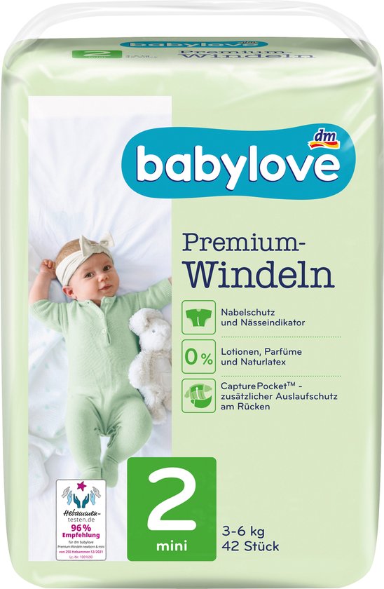 babylove Babyluiers Premium maat 2, Mini, 3-6 kg, 42 stuks