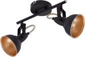 BRILONER SOFT - Plafondspot – retro opbouwspot – zwart-goud – 2x E14 fitting – kantelbaar – metaal – 30.4 cm
