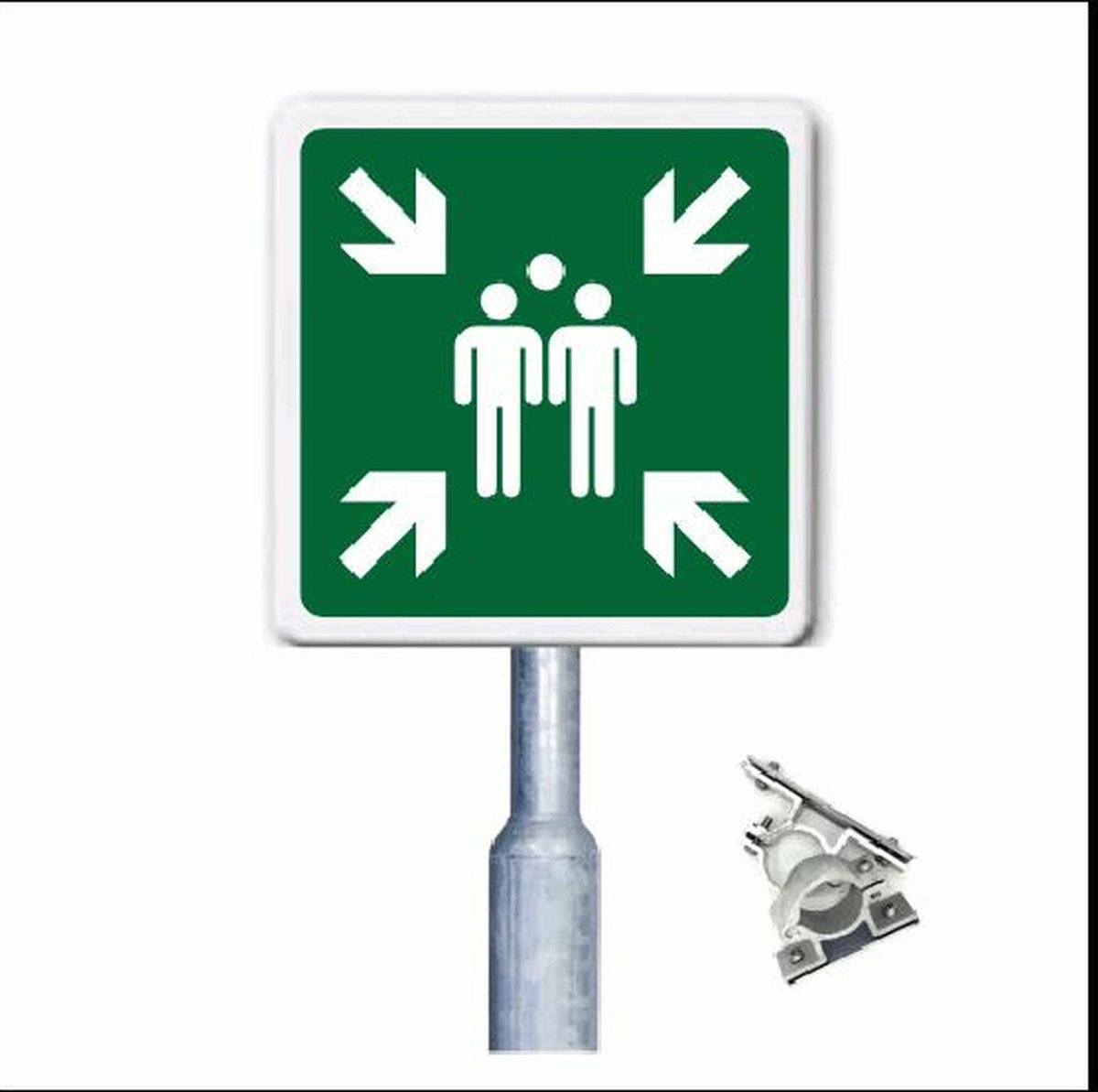 Verzamelplaats bord 60x60 cm incl. beugels en flespaal 3,6 meter