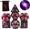 Afbeelding van het spelletje D&D dice set - Galaxy serie - DnD dobbelstenen set Paars zwart - Dungeons and Dragons dobbelstenen Inclusief velvet bewaarzakje - Polydice