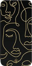 Casimoda® bookcase - Geschikt voor Samsung Galaxy A53 - Hoesje met pasjeshouder - Abstract Faces - Bruin/beige - Kunstleer