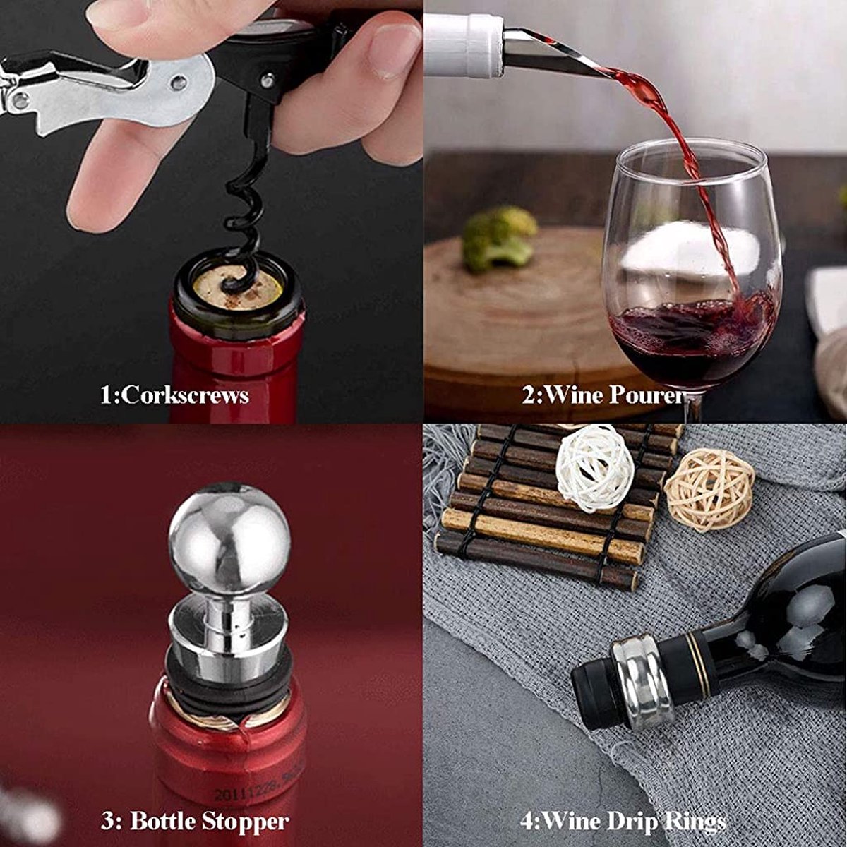 Ensemble Ouvre-Bouteille De Vin Luxe En Boîte Cadeau Bois - Set Sommelier Complet Avec Tire-Bouchon