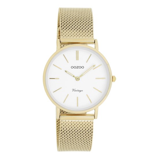 OOZOO Vintage series - goudkleurige horloge met goudkleurige metalen mesh armband - C9911 - Ø32
