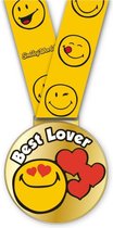 Medaille 'Best Lover' inclusief halslint - Smileyworld ijzeren medaille