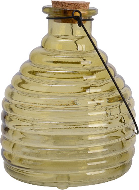 Decoris Attrape-guêpes/piège à guêpes avec anse - verre - vert clair - D13 x H17 cm