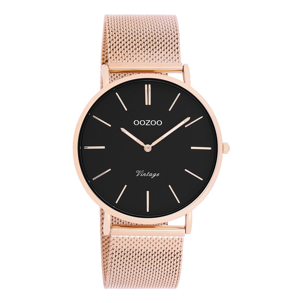 OOZOO Vintage series - rosé goudkleurige horloge met rosé goudkleurige metalen mesh armband - C9925 - Ø40