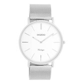 OOZOO Vintage series - zilverkleurige horloge met zilverkleurige metalen mesh armband - C9900 - Ø44