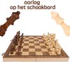 Afbeelding van het spelletje Schaakspel Schaakset met 39cm opvouwbare schaakbord dam en schaak 2 in 1 Schaakbord set met houten schaakstukken