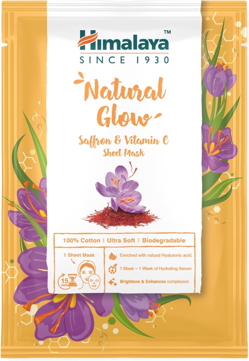 Herstellend stralend gezichtsmasker op stof met saffraan en vitamine C 30ml