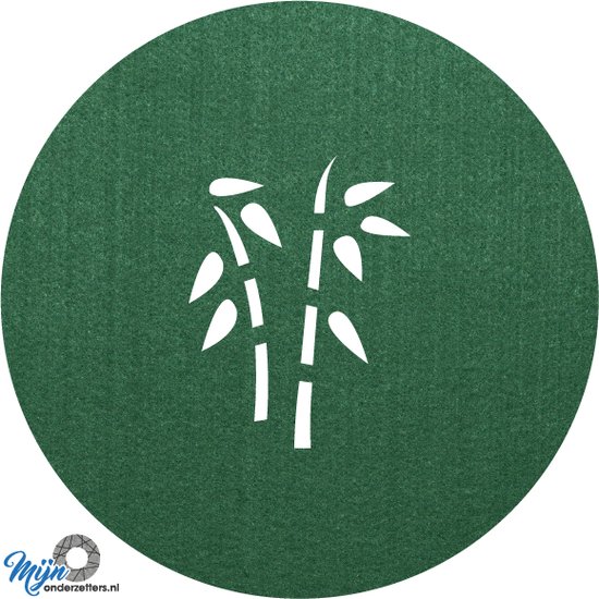 Bamboo vilt onderzetter - Donkergroen - 6 stuks - 10 x10 cm - Tafeldecoratie - Glas onderzetter - Valentijn - Cadeau - Woondecoratie - Tafelbescherming - Onderzetters voor glazen - Keukenbenodigdheden - Woonaccessoires - Tafelaccessoires