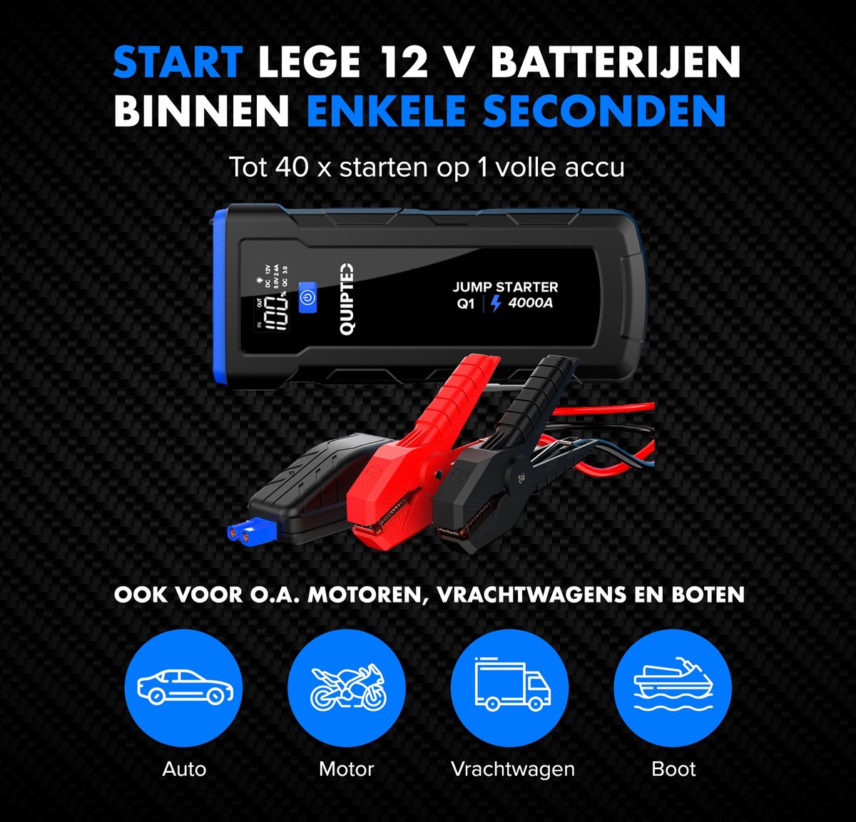 Acheter Démarreur de saut de voiture Portable, dispositif d'alimentation de  secours multifonction, Booster de batterie de voiture automatique