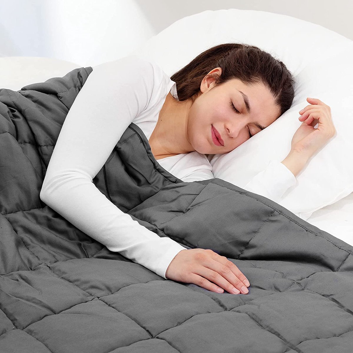 verzwaringsdeken /fleece deken voor bed en bank - lichtgewicht dekbed - 4 seasons, blue, soft warm sleeping blanket \ Weighted blanket premium_135 x 200 cm - 8.8 kg