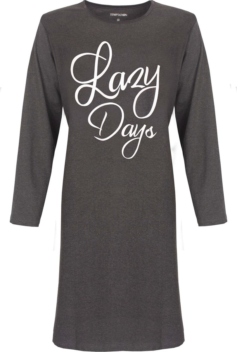 Temptation Dames Nachthemd - Bigshirt - Donker Grijs