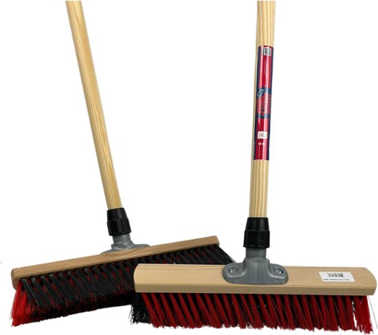 Synx Tools X Bezem 40cm Rood/Zwart- Straatbezem / Stadsbezem - Schrobborstels - Veger - Stadsbezem - Bezem - Buitenbezem - Tuinartikelen - Met 150cm steel van Synx Tools — afbeelding 3